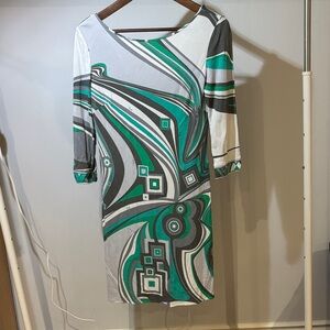 Emilio Pucci Green and Gray Long Sleeve Dress